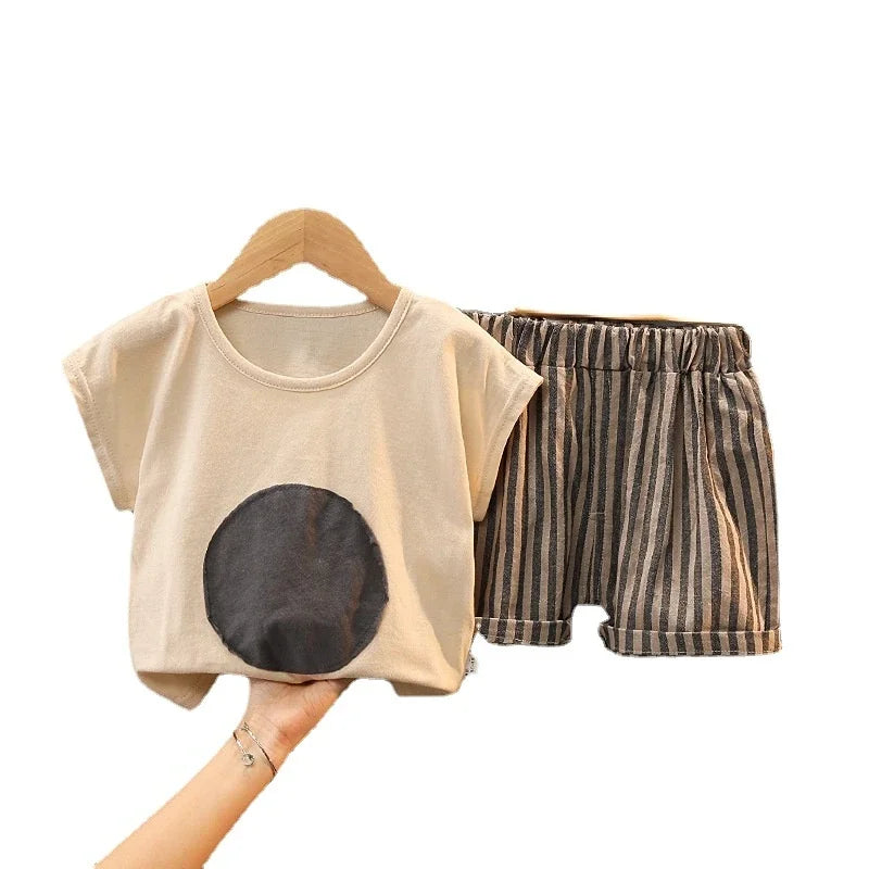 2024 Boys Girls Clothing Sets Summer Solid Cotton Baby T-shirts+Elasctic Shorts Kids Clothes Casual Clothing Sets for Children