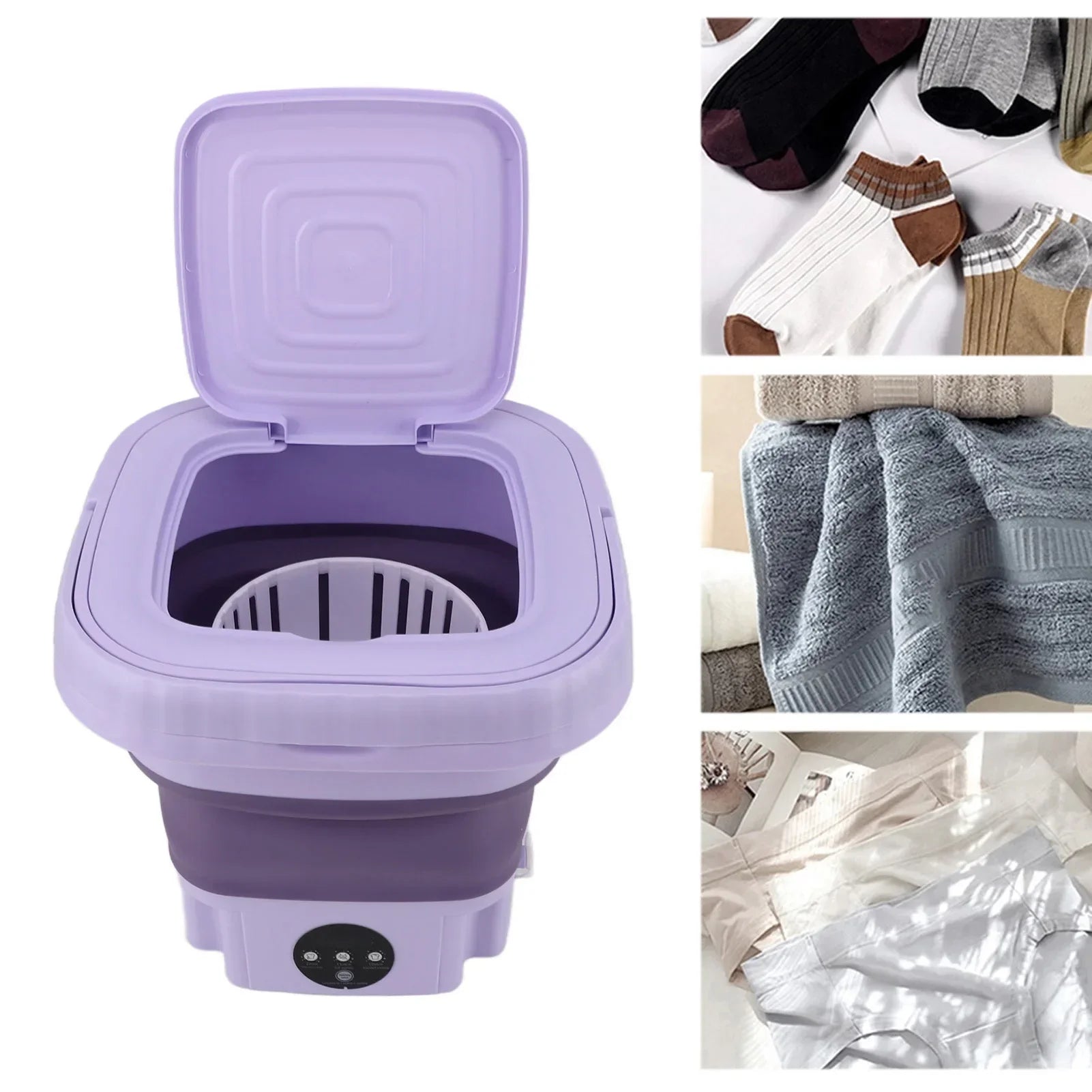 8L Mini Folding Washing Machine Portable Socks Underwear Cleaning Washer Automatic Foldable Bucket Washer Travel Dormitory EU US