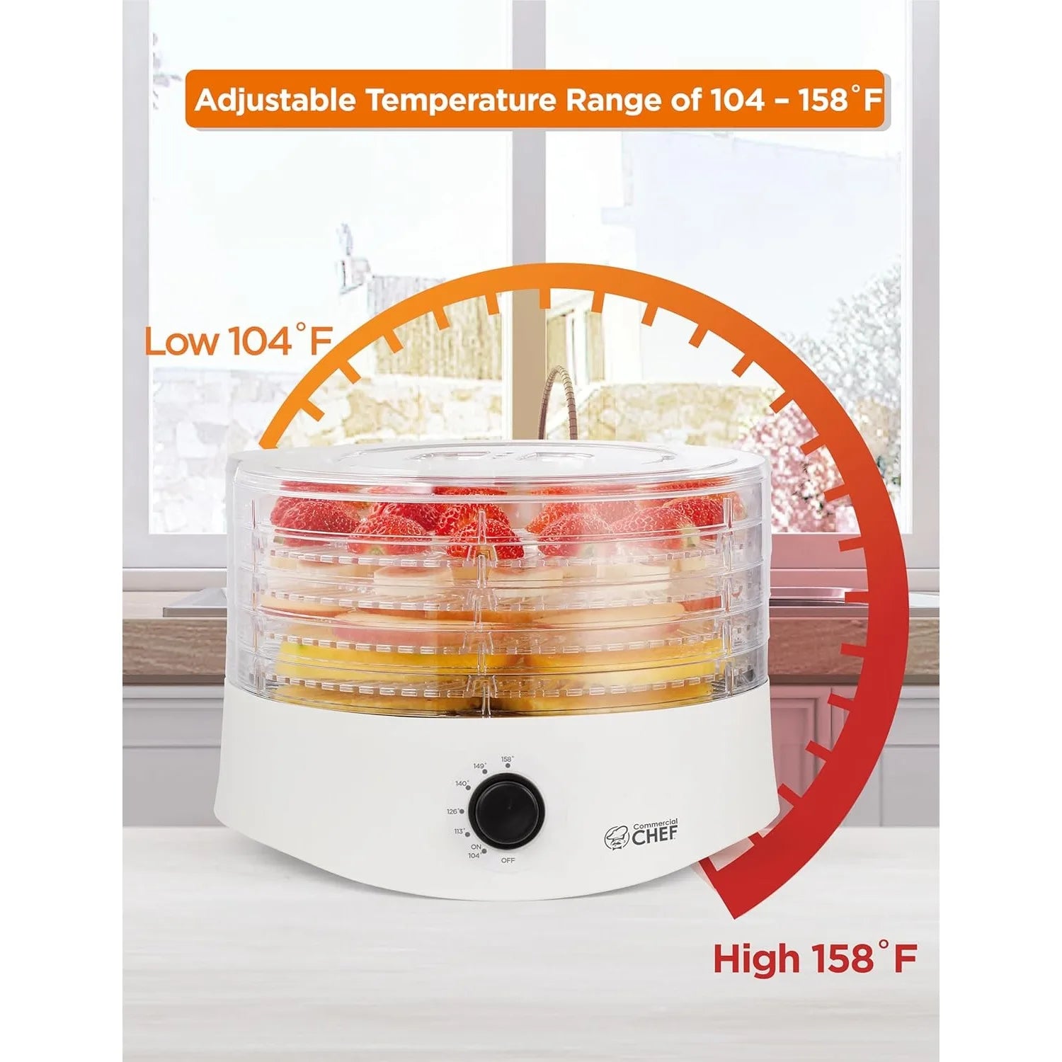 Food Dehydrator,  for Food & Jerky, 280W Meat Dehydrator Machine for Dehydrated Foods w/ 5 Drying Racks White