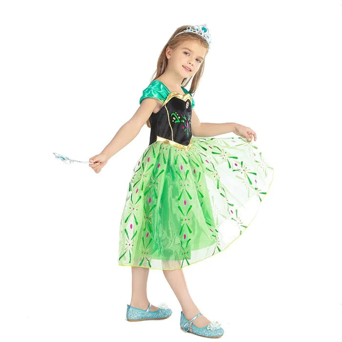 Disney Frozen Elsa Anna Costume For Kids Girl Fancy Birthday Party Gown Princess Dress Carnival Party Children Clothing 2023