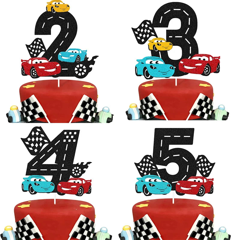 Disney Cartoon Lightning McQueen Car Theme Birthday Cake Topper Car Racing Boy Birthday Baby Shower Cake Decoration Supplies