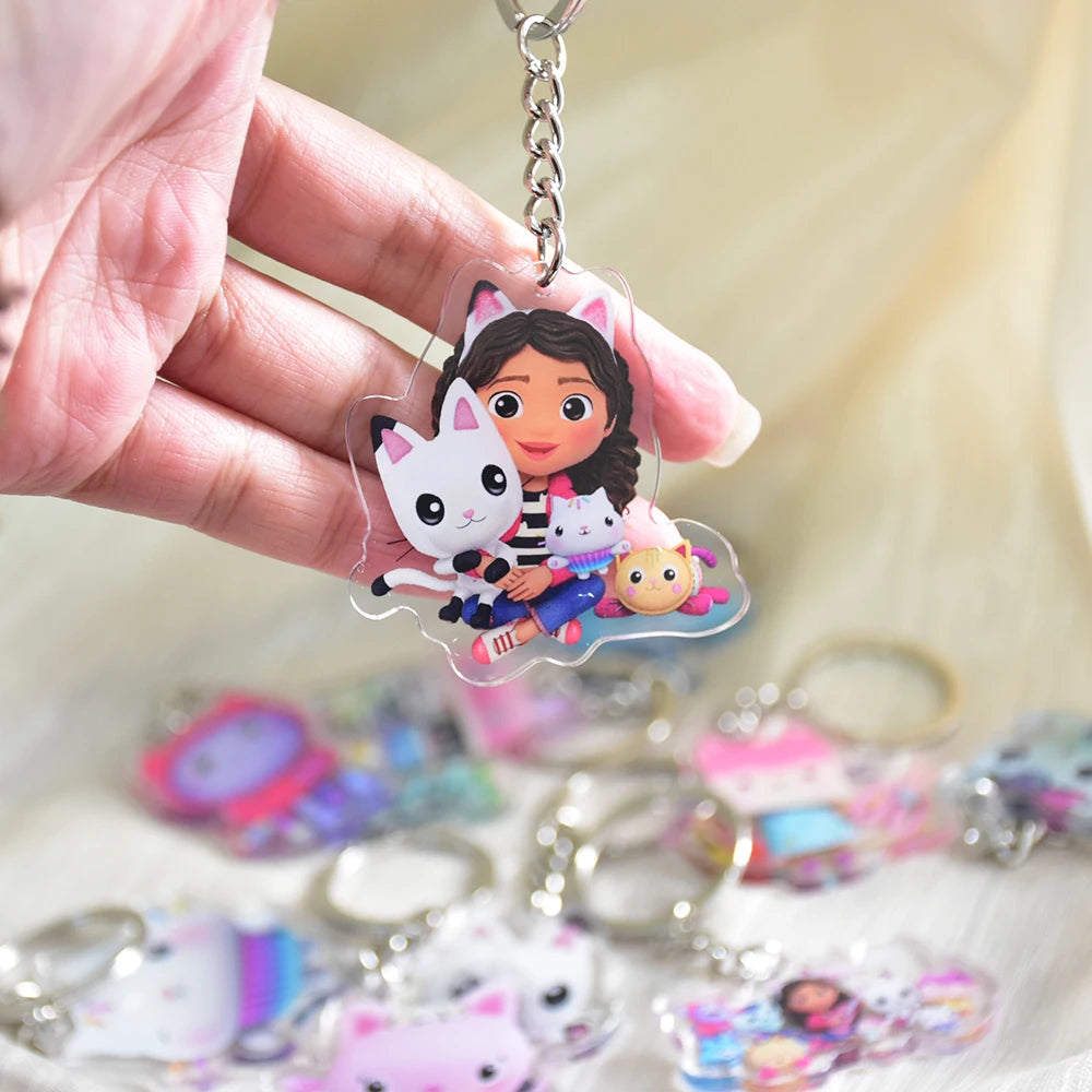 10pcs Gabby Dollhouse Keychains Girl Birthday Party Supplies Cat Gift Bag Filler Stuffer School Carnival Reward Party Decoration