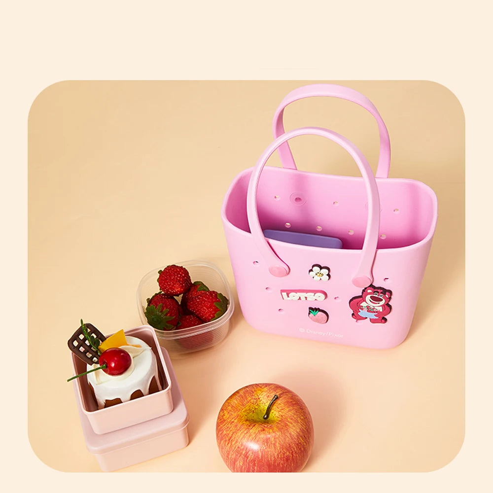 Disney Anime Stitch Lotso Lucifer Marie Cat Lunch Box Bento Bag Cartoon Cute Handbag Portable Large Capacity Storage Bags