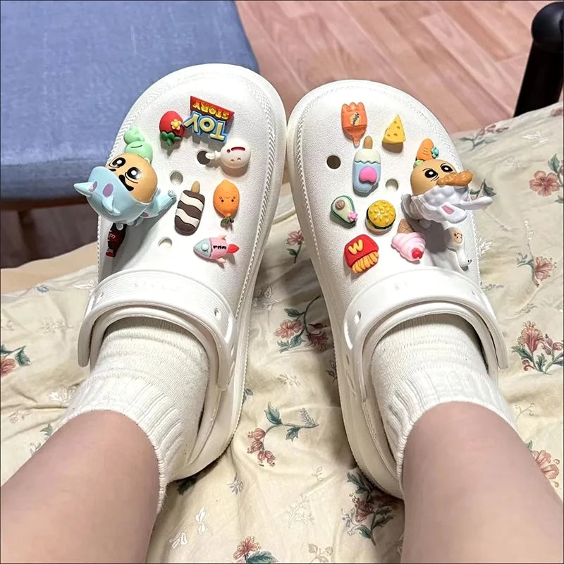 Crayon Shin-Chan 3d Pvc Decoration Buckle Little Cartoon Resin Hole Shoe Own Cave Sandal Design Charms Boy Girl  Accessory