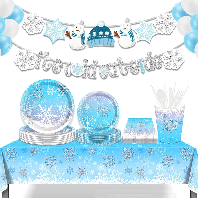 Frozen Snowflake Disposable Party Tablecloth Snow Ice Freeze Theme Birthday Party Decorations Kids Favors Baby Shower Supplies