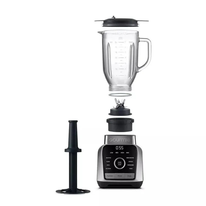 GourmiaDigital Blender with 8 Total Blend Programs, 4 Speeds & Round-Plated Tamper Gray