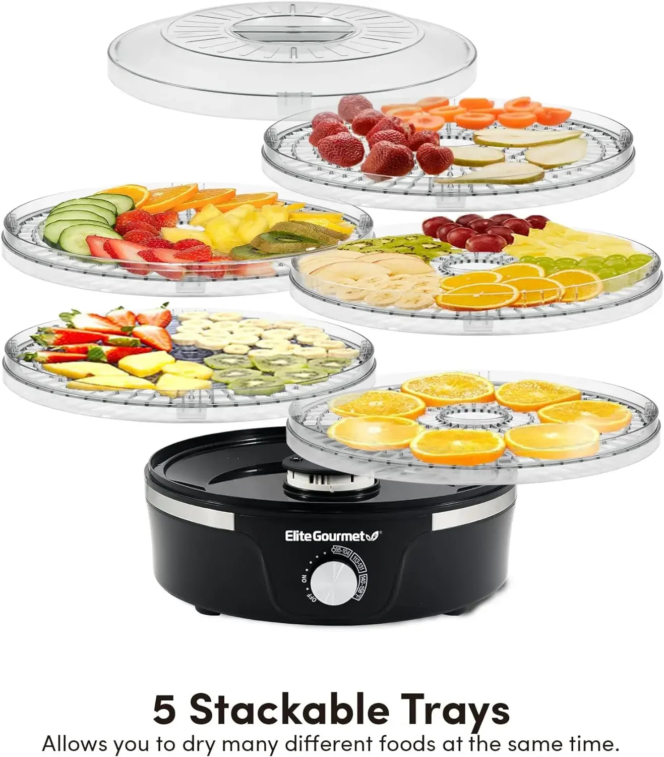 EFD319 Food Dehydrator, 5 BPA-Free 11.4" Trays Adjustable Temperature Controls, Jerky, Herbs, Fruit, Veggies, Dried Snacks