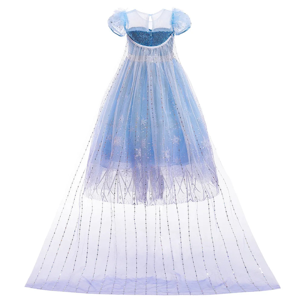 Disney Frozen Anna Elsa Cosplay Costumes for Girls Princess Snow Queen Long Dresses Halloween Party Carnival Clothes Vestido