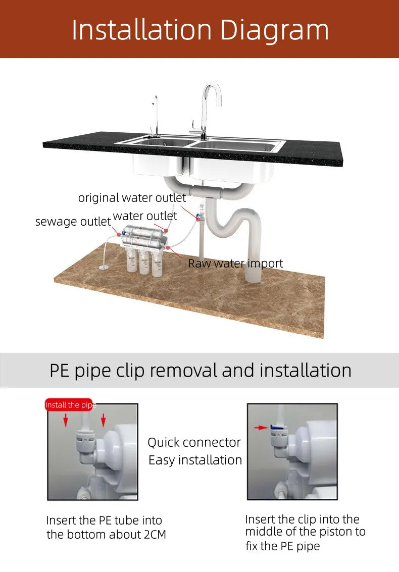 Water Filter Purifier Household Direct Drinking Kitchen Tap Water Filter System 3+2 Ultrafiltration Water Purification Kit