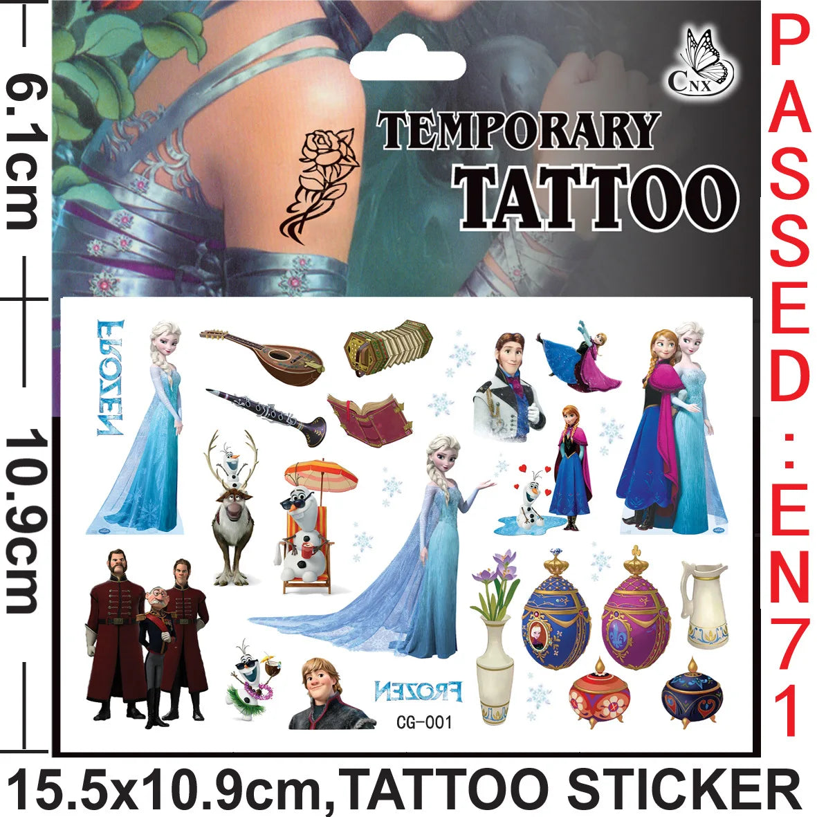 Disney Princess Frozen Tattoo Stickers Children's Birthday Party Decoration Anna Elsa Cartoon Sticker Classic Toys Kids Gifts