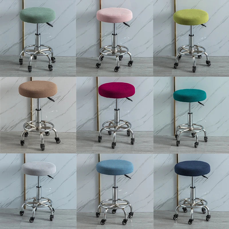 Round Chair Cover Polar Fleece Seat Cover Stretch Bar Stool Cover For Bar Banquet Hotel Dining Home Decor Washable Removable