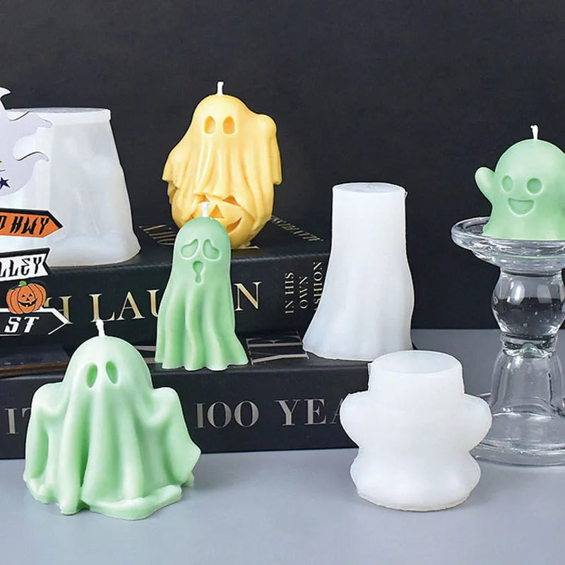 Ghost Pumpkin Halloween Decor Candle Silicone Mold DIY Handmade Aromatherapy Candle Plaster Resin Mould Halloween Tabletop Gifts