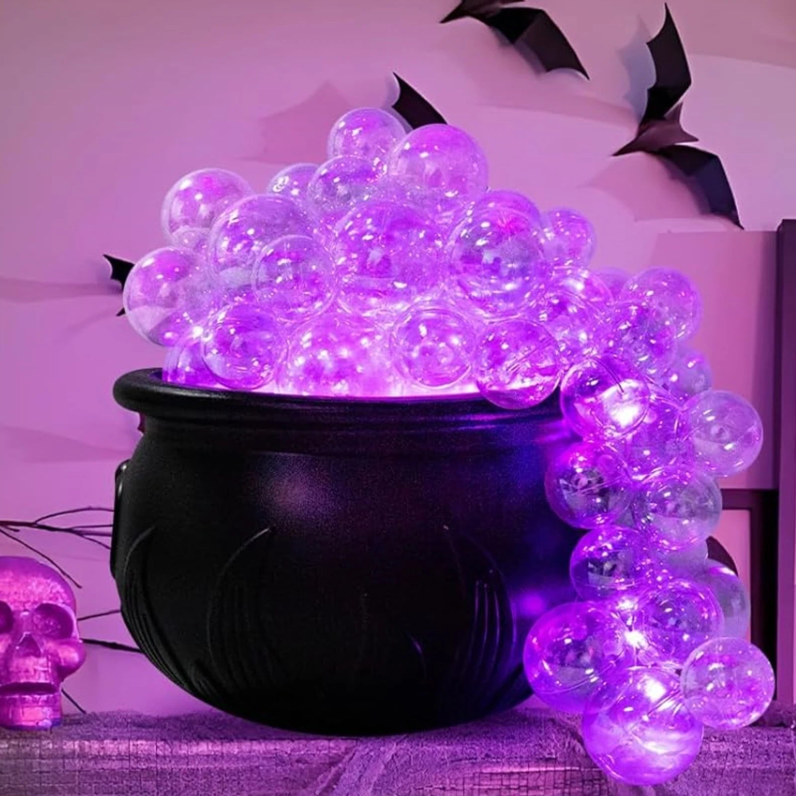 DIY Bubbling Cauldron Set Halloween Decorations Indoor ,8 Inches Black Plastic Bowl Decoration for Home Kitchen Room Party Table