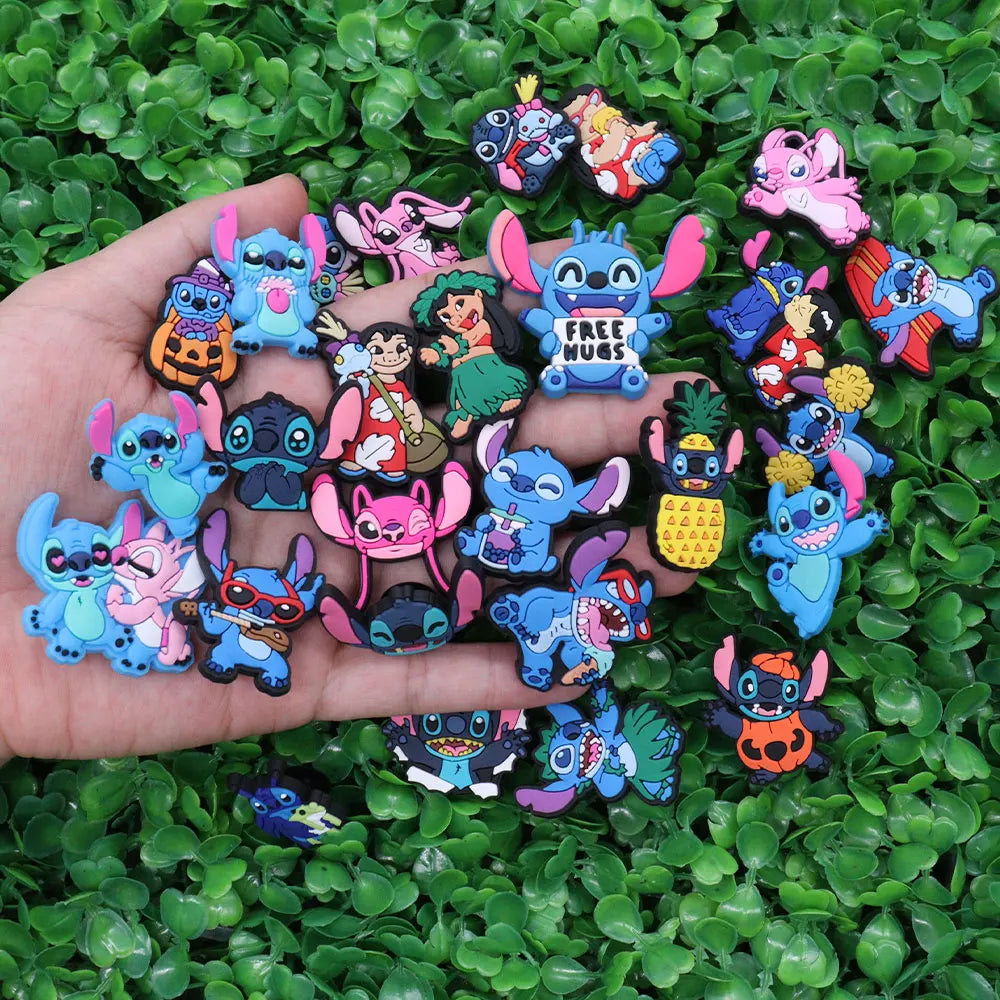 1-27Pcs Mix Lilo & Stitch PVC Disney Cartoon Shoe Charms Decorations Kids Buckle Clog DIY Cute Holiday Gifts
