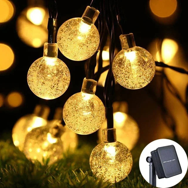 Solar Crystal Globe LED String Lights 60 LED 8 Lighting Modes IP65 Fairy Light Christmas Garland For Garden Party Decor
