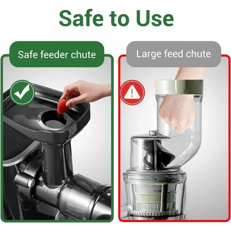 Juicer Machines,AMZCHEF Slow Masticating Juicer, Juicer with Two Speed Modes, Travel bottles(500ML),LED display