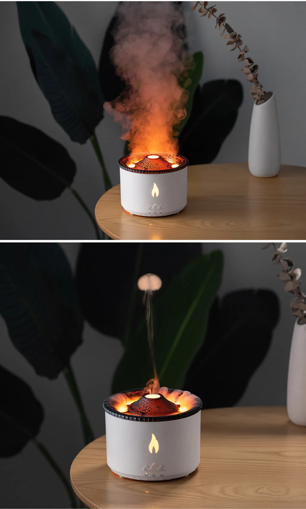 New Portable Volcano Flame Air Humidifier Essential Oil Aroma Diffuser for Home Mist Jellyfish Humidifiers Night Light Fragrance