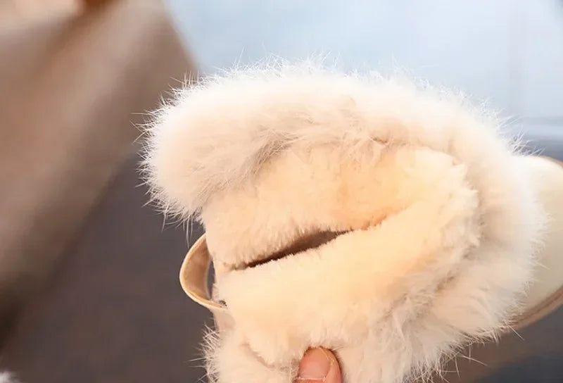 Children Warm Boots Boys Girls Winter Snow Boots with Fur Kids Snow Boots Children Soft Bottom Shoes