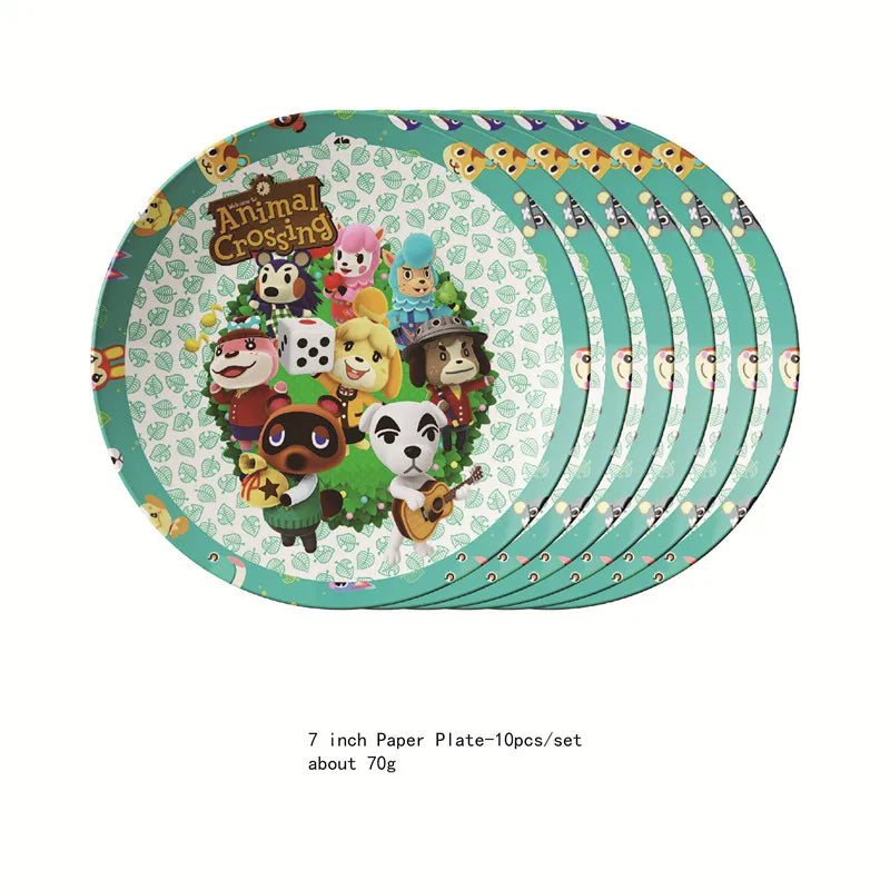 Disney ANIMAL CROSSING Theme Birthday Party Supplies Cup Plate Kids Boy Girl Birthday Party Decoration Disposable Tableware Set