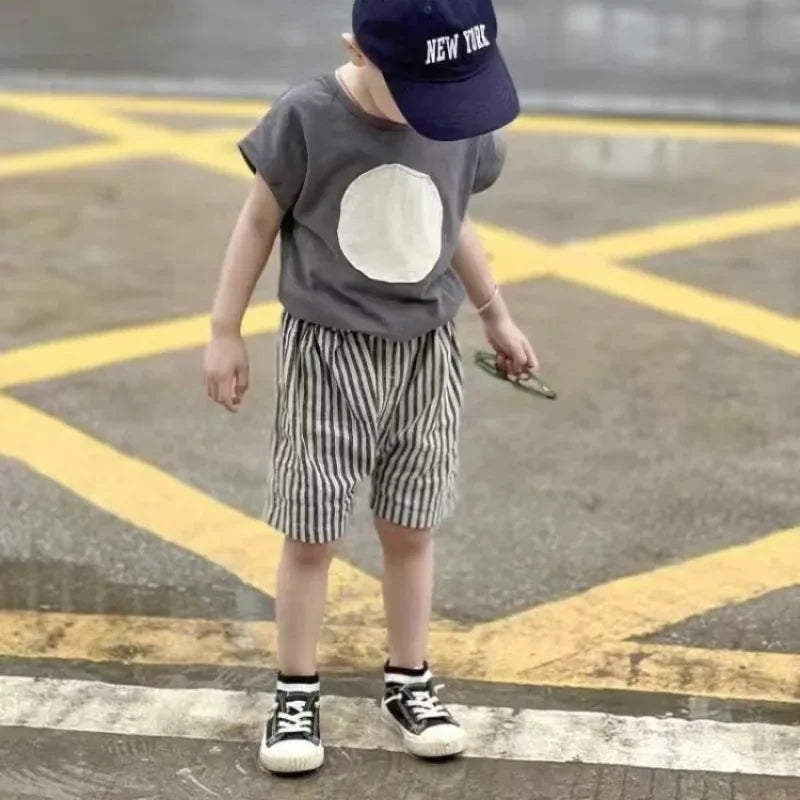 2024 Boys Girls Clothing Sets Summer Solid Cotton Baby T-shirts+Elasctic Shorts Kids Clothes Casual Clothing Sets for Children