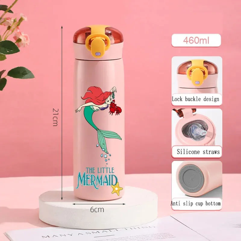 560ml Gradient Cup Little Mermaid Pink Series & 460ml Plastic Cup Bouncing Children's Cup Ariel Portable Bottle  Gifts