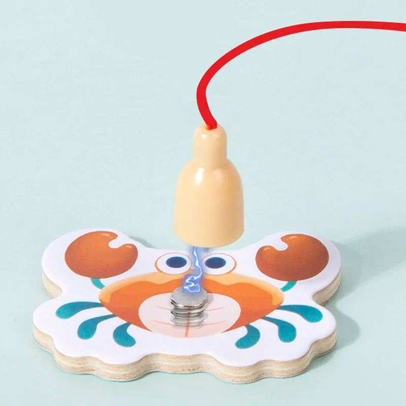 Montessori Wooden Magnetic Fishing Toys For Kids Cartoon Marine Life Cognition Fish Games Education Parent-Child Interactive Toy