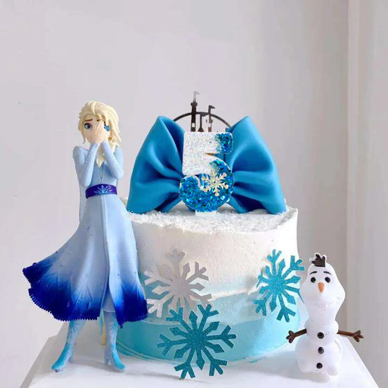 1pc Frozen Birthday Candles Number 0-9 Glittery Cake Candle Kids Princess Girls Birth Decoration Cake Topper Party Supply