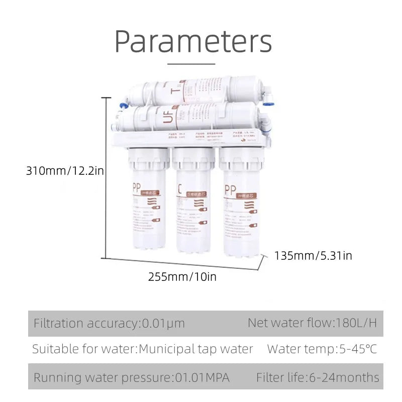 Water Filter Purifier Household Direct Drinking Kitchen Tap Water Filter System 3+2 Ultrafiltration Water Purification Kit