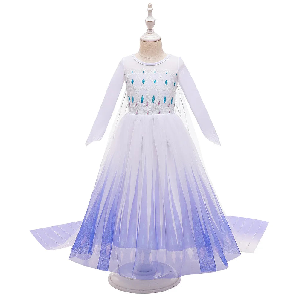 Disney Frozen Anna Elsa Cosplay Costumes for Girls Princess Snow Queen Long Dresses Halloween Party Carnival Clothes Vestido