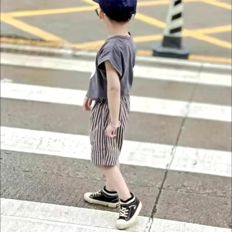 2024 Boys Girls Clothing Sets Summer Solid Cotton Baby T-shirts+Elasctic Shorts Kids Clothes Casual Clothing Sets for Children