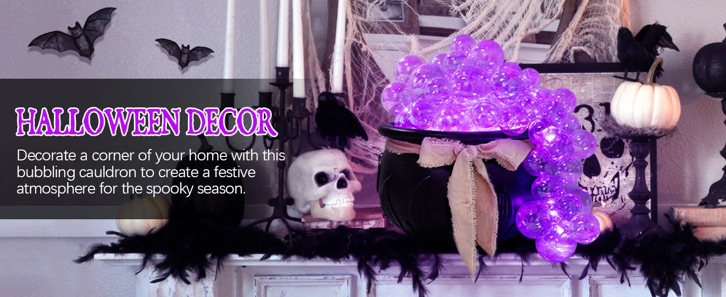 DIY Bubbling Cauldron Set Halloween Decorations Indoor ,8 Inches Black Plastic Bowl Decoration for Home Kitchen Room Party Table