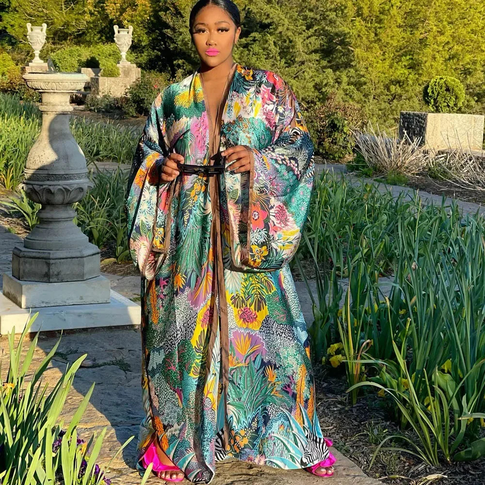 2024 Maxi Dress Japanese Kimono Traditional Woman Long Kimono Cardigan Cardigan Blouse Shirt Female Printing Japanese Dress