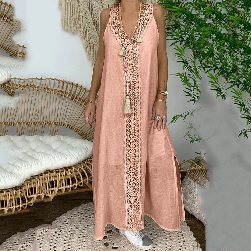 2023 New In Summer Women's Large Sleeveless Lace Splice Dress Designer Luxury Elegant White Dresses For Women Robe
