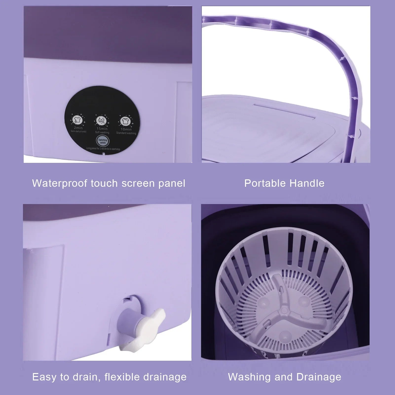 8L Mini Folding Washing Machine Portable Socks Underwear Cleaning Washer Automatic Foldable Bucket Washer Travel Dormitory EU US