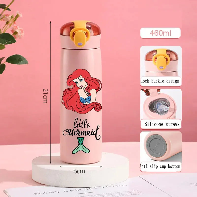 560ml Gradient Cup Little Mermaid Pink Series & 460ml Plastic Cup Bouncing Children's Cup Ariel Portable Bottle  Gifts