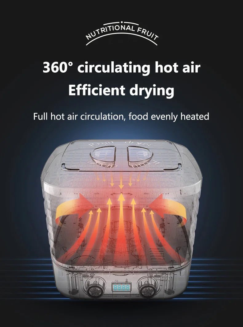 48Hours Long Lasting Thermostatic Fruit Drying Device 3/5 Layers Food Dehydrator Snack Herb Desiccator Temperature Adjustable