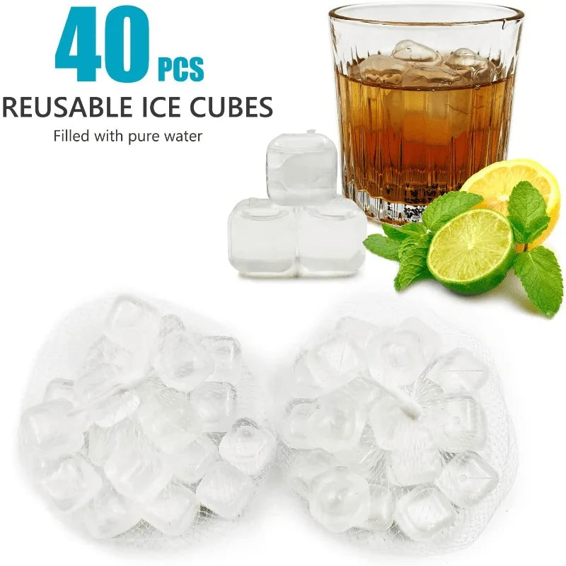 20Pcs Reusable Plastic Quick-Freeze Easy-to-Clean Fake Ice Cubes for Making Cold Appealing Drinks