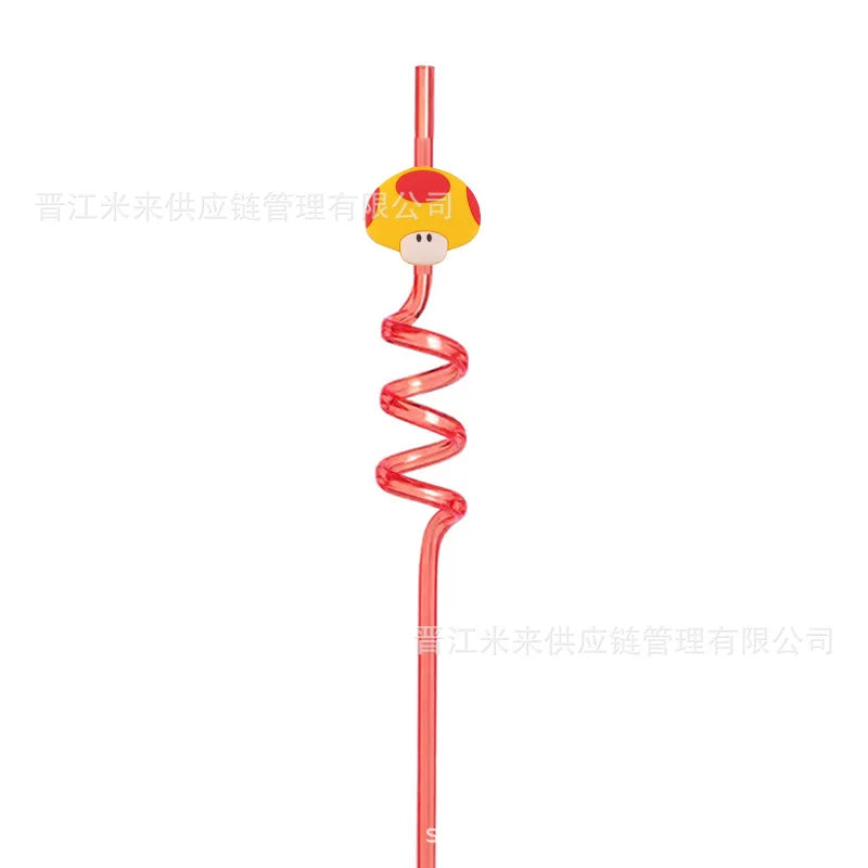 Super Mario Frozen Birthday Party Decorations Luigi Princess Peach Game-derived Peripherals Spiral Straw Disposables Tableware