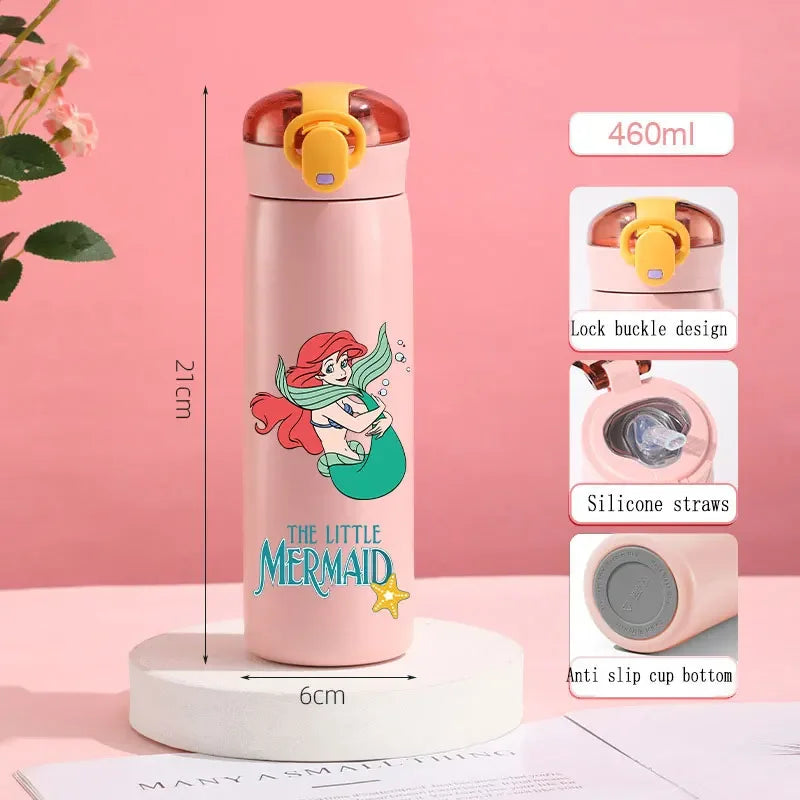 560ml Gradient Cup Little Mermaid Pink Series & 460ml Plastic Cup Bouncing Children's Cup Ariel Portable Bottle  Gifts