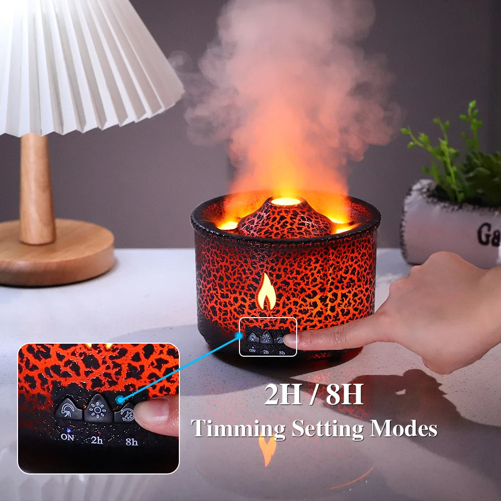 New Portable Volcano Flame Air Humidifier Essential Oil Aroma Diffuser for Home Mist Jellyfish Humidifiers Night Light Fragrance