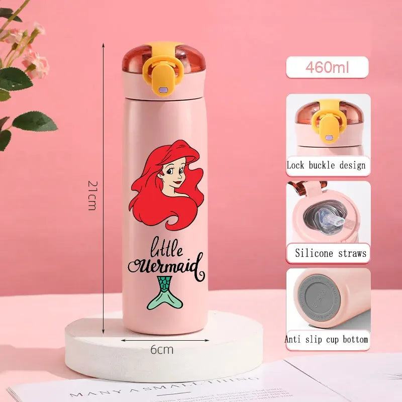 560ml Gradient Cup Little Mermaid Pink Series & 460ml Plastic Cup Bouncing Children's Cup Ariel Portable Bottle  Gifts