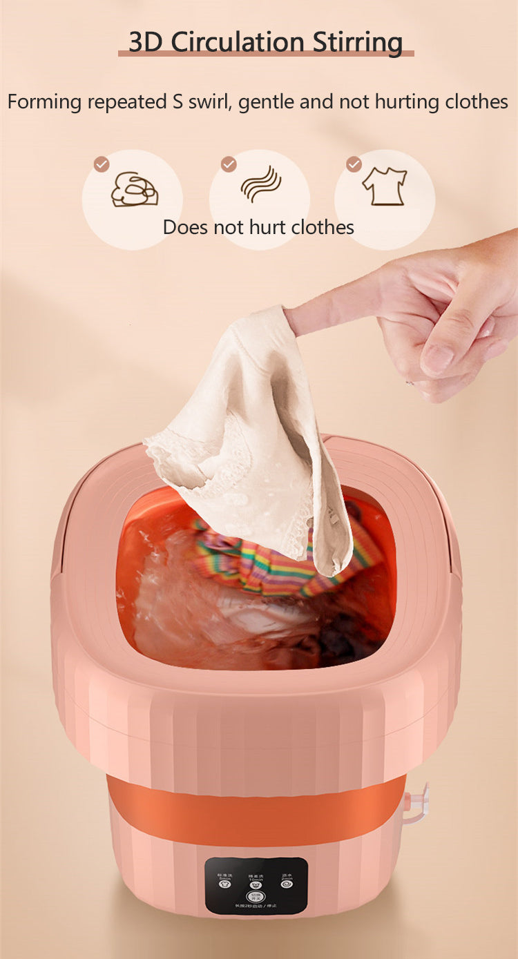 6L Folding Clothes Washing Machine Electric Barrel Laundry Washer Sock Baby Clothes Cleaner For Underwear With Dryer Bucket