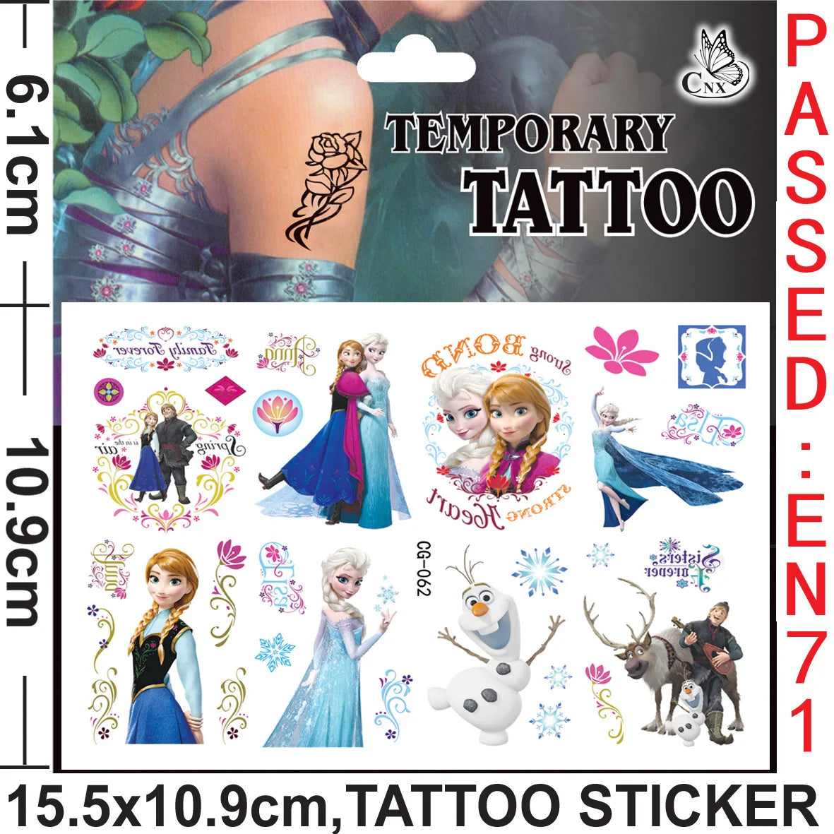 Disney Princess Frozen Tattoo Stickers Children's Birthday Party Decoration Anna Elsa Cartoon Sticker Classic Toys Kids Gifts