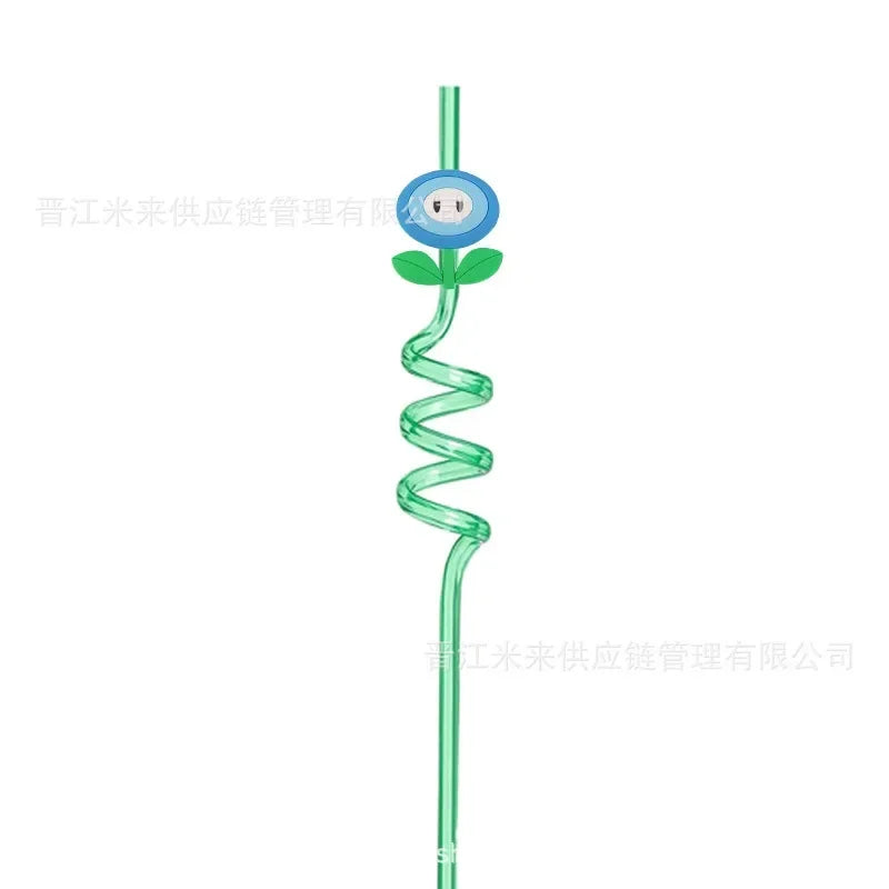 Super Mario Frozen Birthday Party Decorations Luigi Princess Peach Game-derived Peripherals Spiral Straw Disposables Tableware