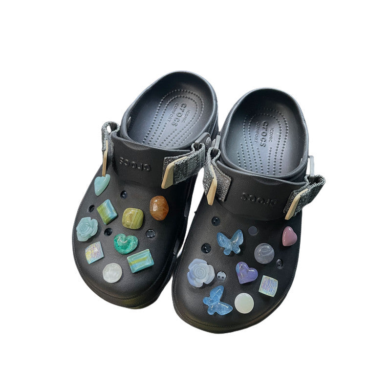Cave Shoes Buckle Stone Butterfly Accessories