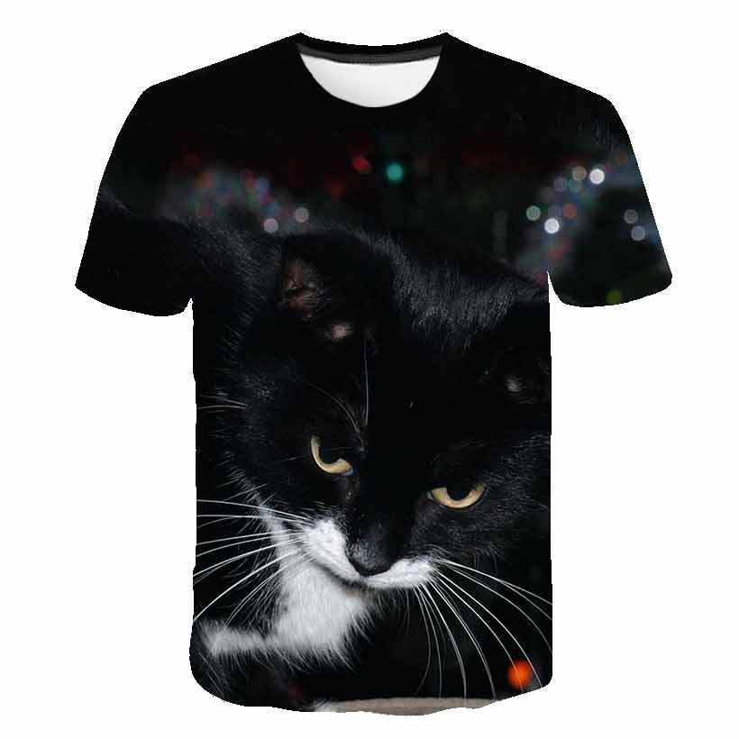 Summer Kids Korean Kitty Print Short Sleeve
