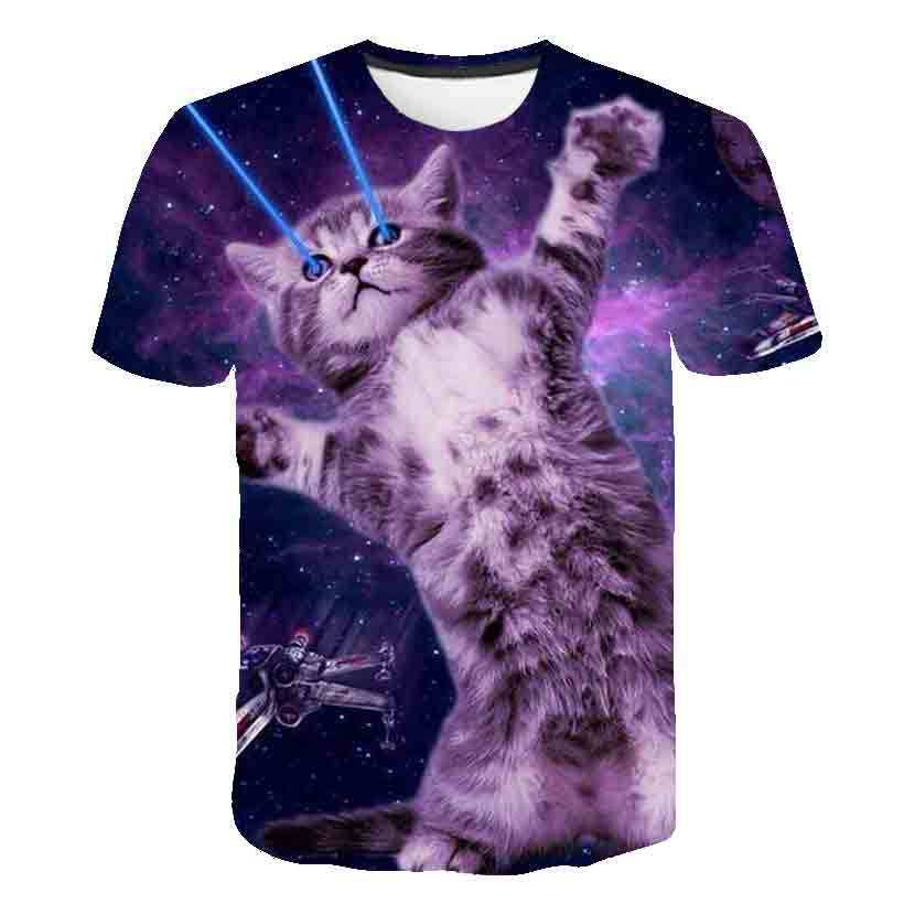 Summer Kids Korean Kitty Print Short Sleeve