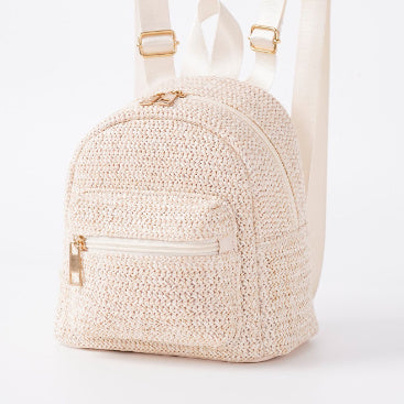 Ethnic Minorities Double Layer Zipper Casual Cool Backpack Straw Backpack