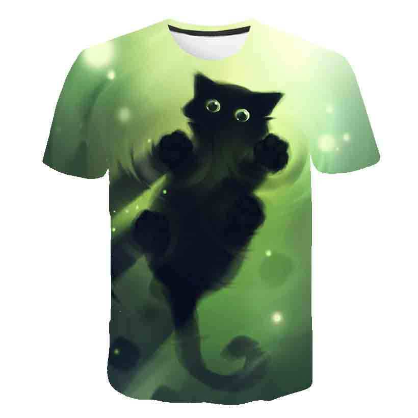 Summer Kids Korean Kitty Print Short Sleeve