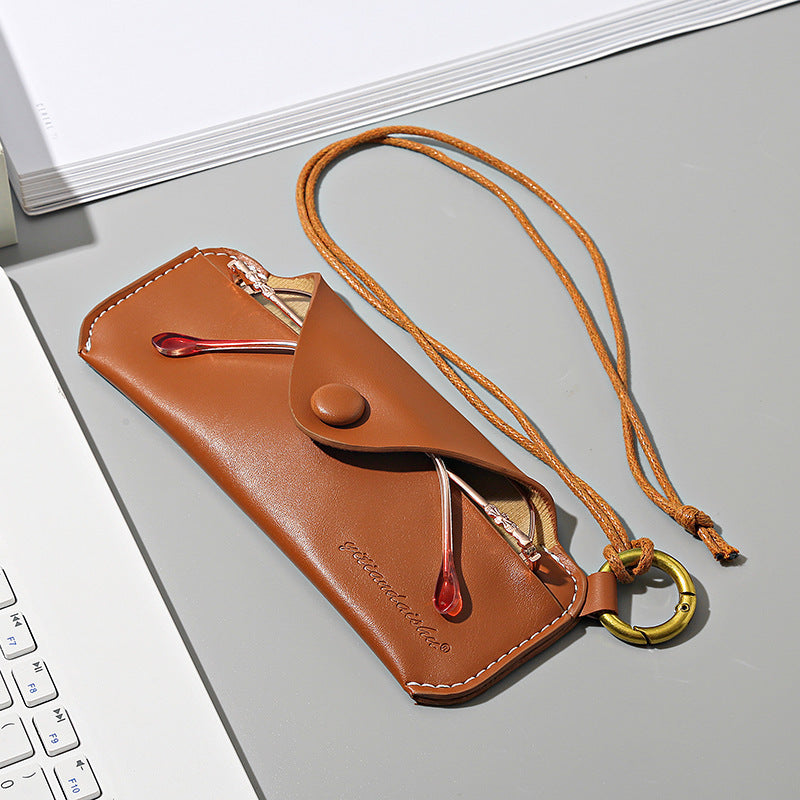 Soft Leather Bag Portable Storage Myopia Glasses
